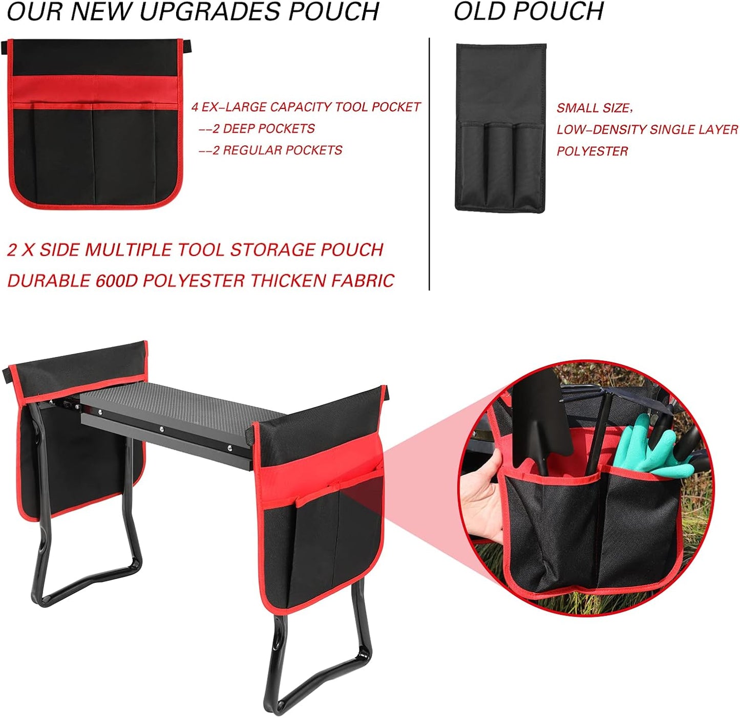 Garden Kneeler and Seat - Heavy-Duty Folding Stool with EVA Foam Pad and Extra-Large Pouches, Ideal for Gardening Enthusiasts