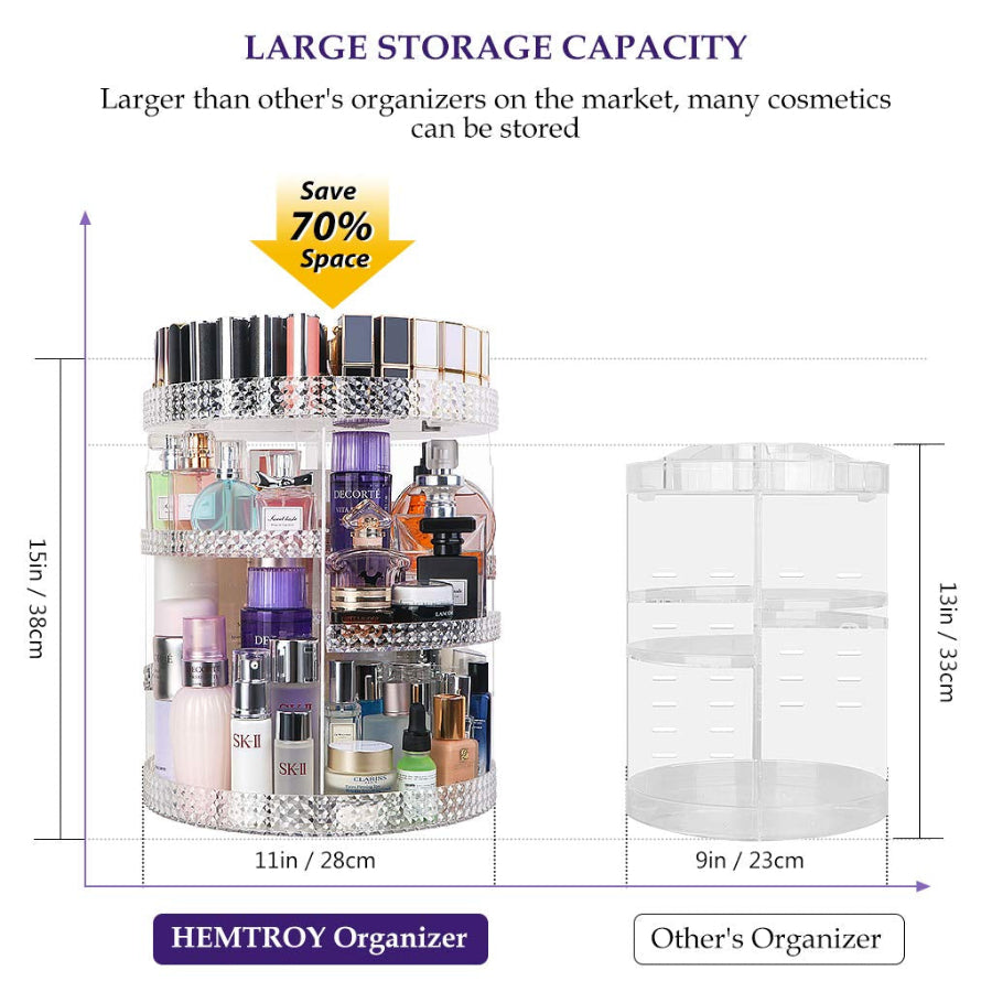 Revolutionize Your Beauty Routine with the 360° Rotating Extra Large Makeup Organizer - Perfect for Perfumes, Lipsticks, and More!