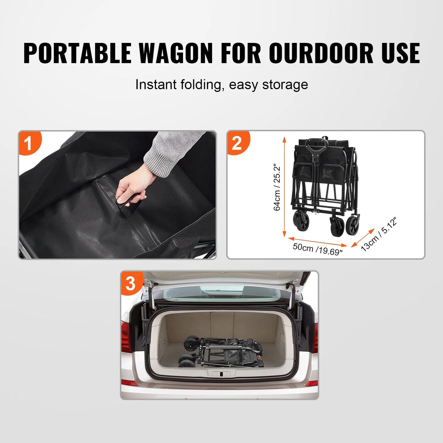 Unleash Your Adventure Spirit with the VEVOR Heavy-Duty Collapsible Folding Wagon - Perfect for Beach, Camping, and Shopping!