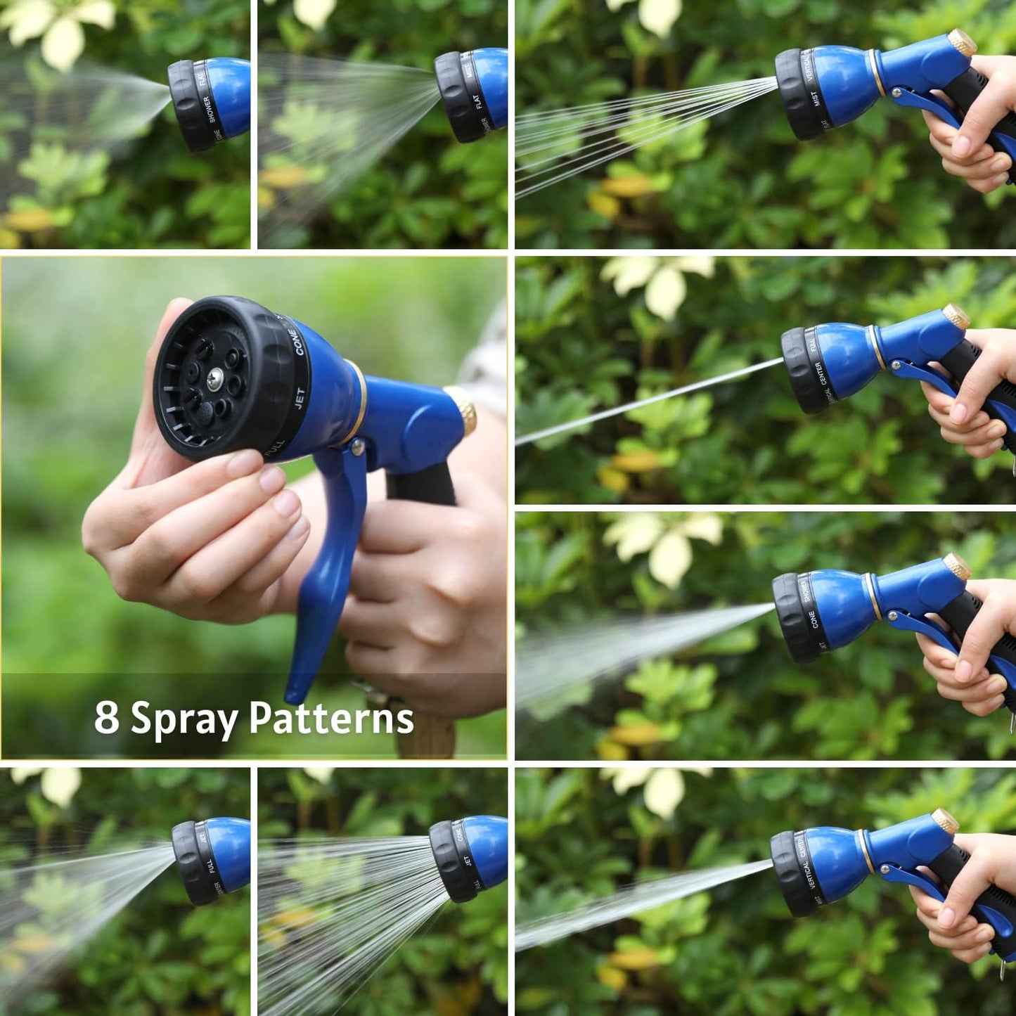 Ultimate Heavy Duty Garden Hose Sprayer Nozzle - 8 Versatile Spray Patterns for Efficient Watering, Washing, and More - Durable Metal Design in Vibrant Blue
