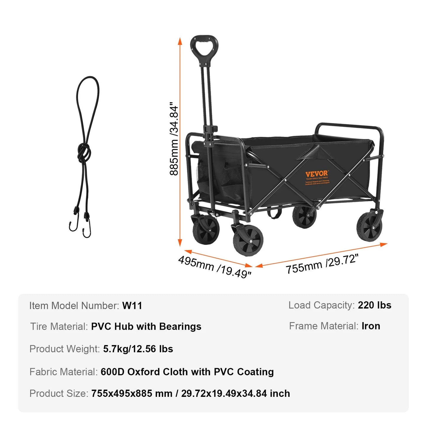 Unleash Your Adventure Spirit with the VEVOR Heavy-Duty Collapsible Folding Wagon - Perfect for Beach, Camping, and Shopping!