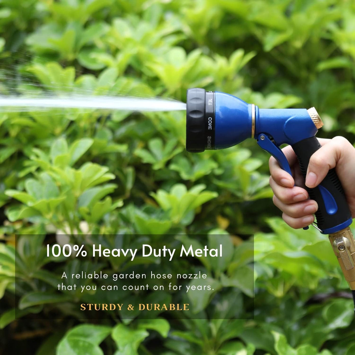 Ultimate Heavy Duty Garden Hose Sprayer Nozzle - 8 Versatile Spray Patterns for Efficient Watering, Washing, and More - Durable Metal Design in Vibrant Blue