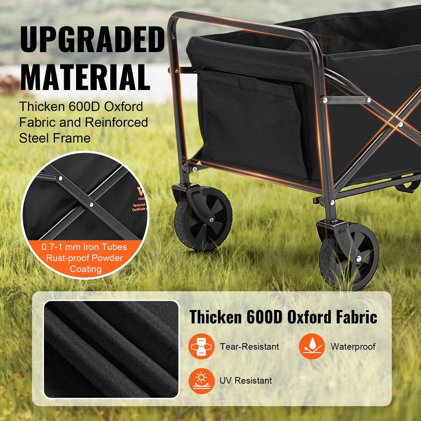 Unleash Your Adventure Spirit with the VEVOR Heavy-Duty Collapsible Folding Wagon - Perfect for Beach, Camping, and Shopping!