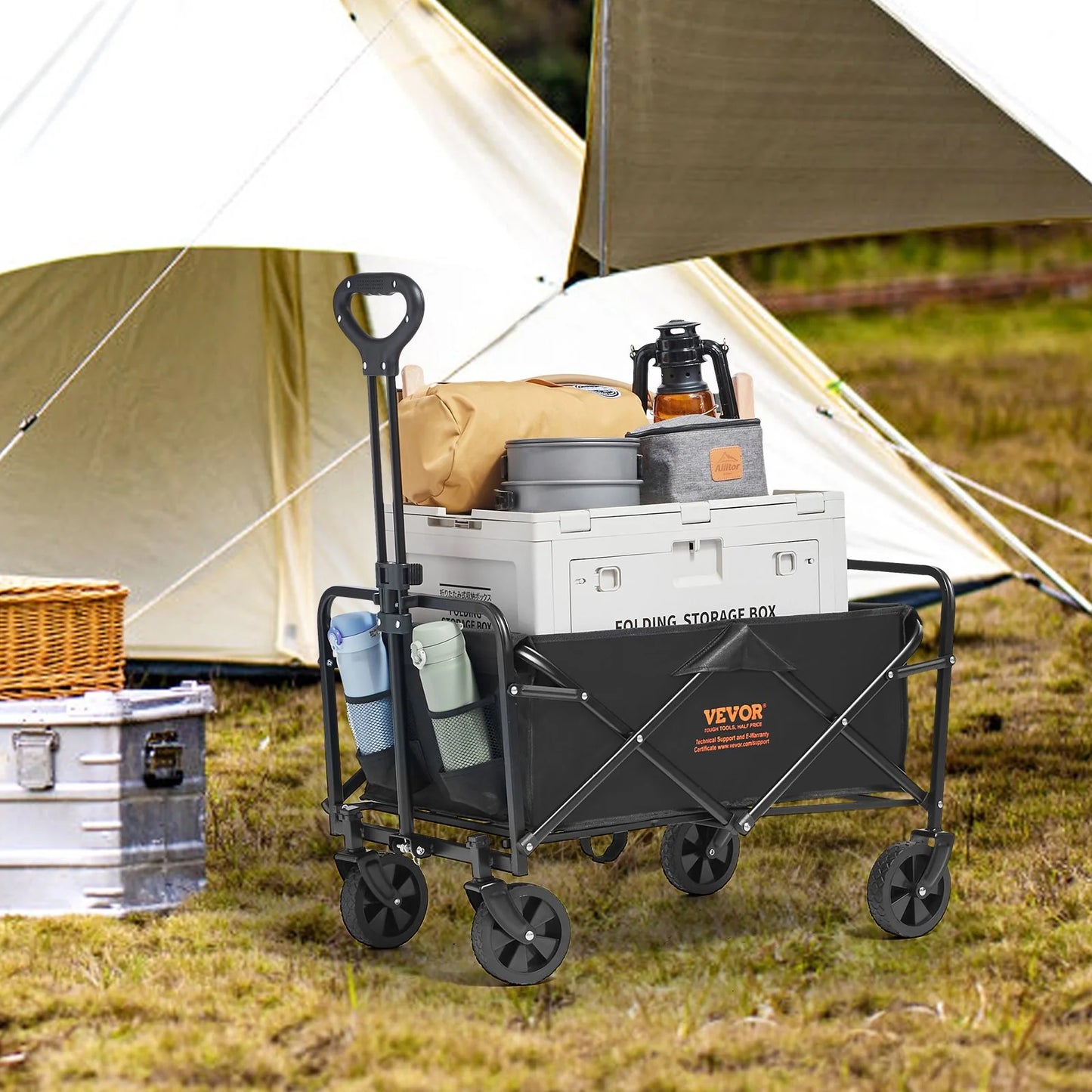 Unleash Your Adventure Spirit with the VEVOR Heavy-Duty Collapsible Folding Wagon - Perfect for Beach, Camping, and Shopping!