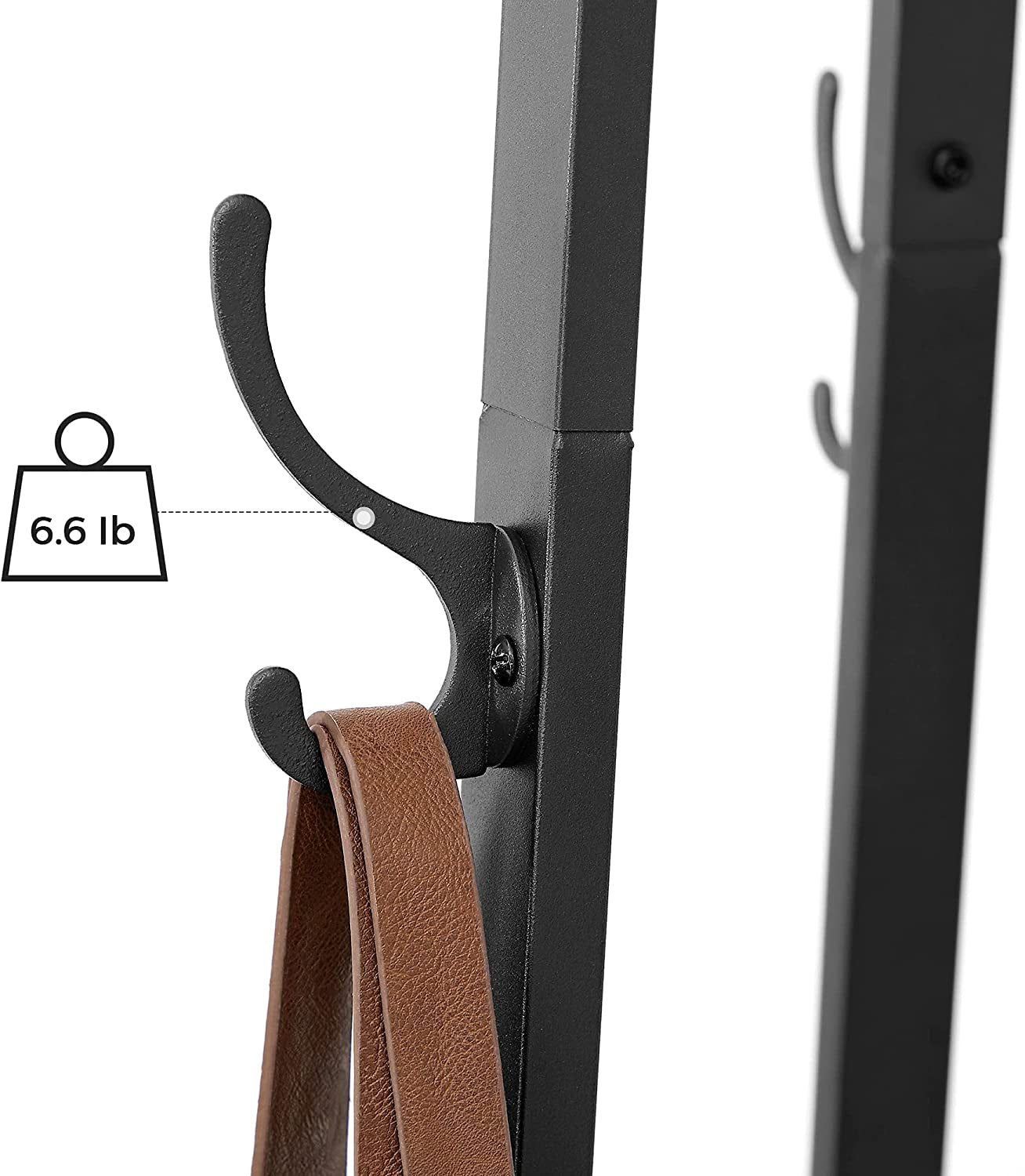 Coat Rack and Hall Tree with 3 Shelves and Hooks, Free Standing Steel Frame in Rustic Brown and Black, Industrial Style for Entryway and Living Room