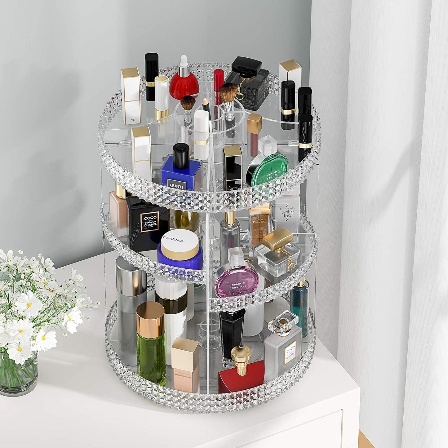 Revolutionize Your Beauty Routine with the 360° Rotating Extra Large Makeup Organizer - Perfect for Perfumes, Lipsticks, and More!