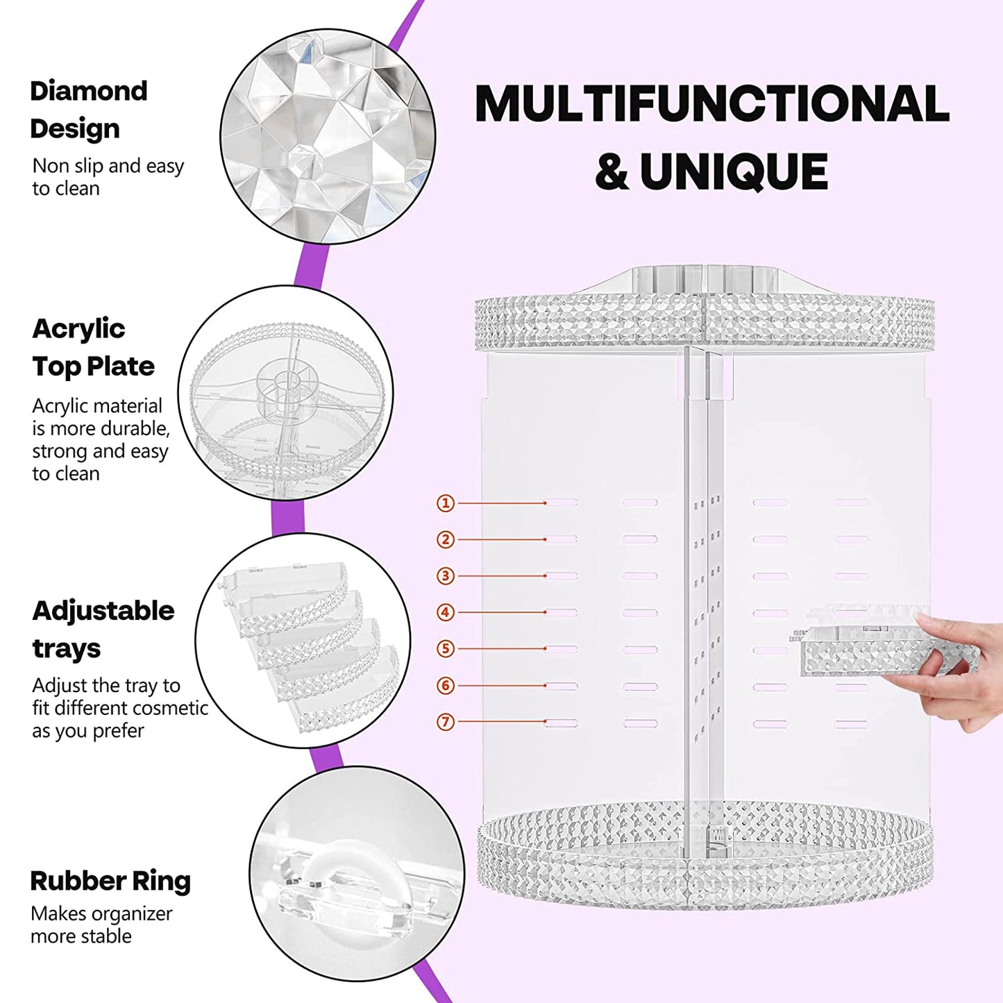 Revolutionize Your Beauty Routine with the 360° Rotating Extra Large Makeup Organizer - Perfect for Perfumes, Lipsticks, and More!
