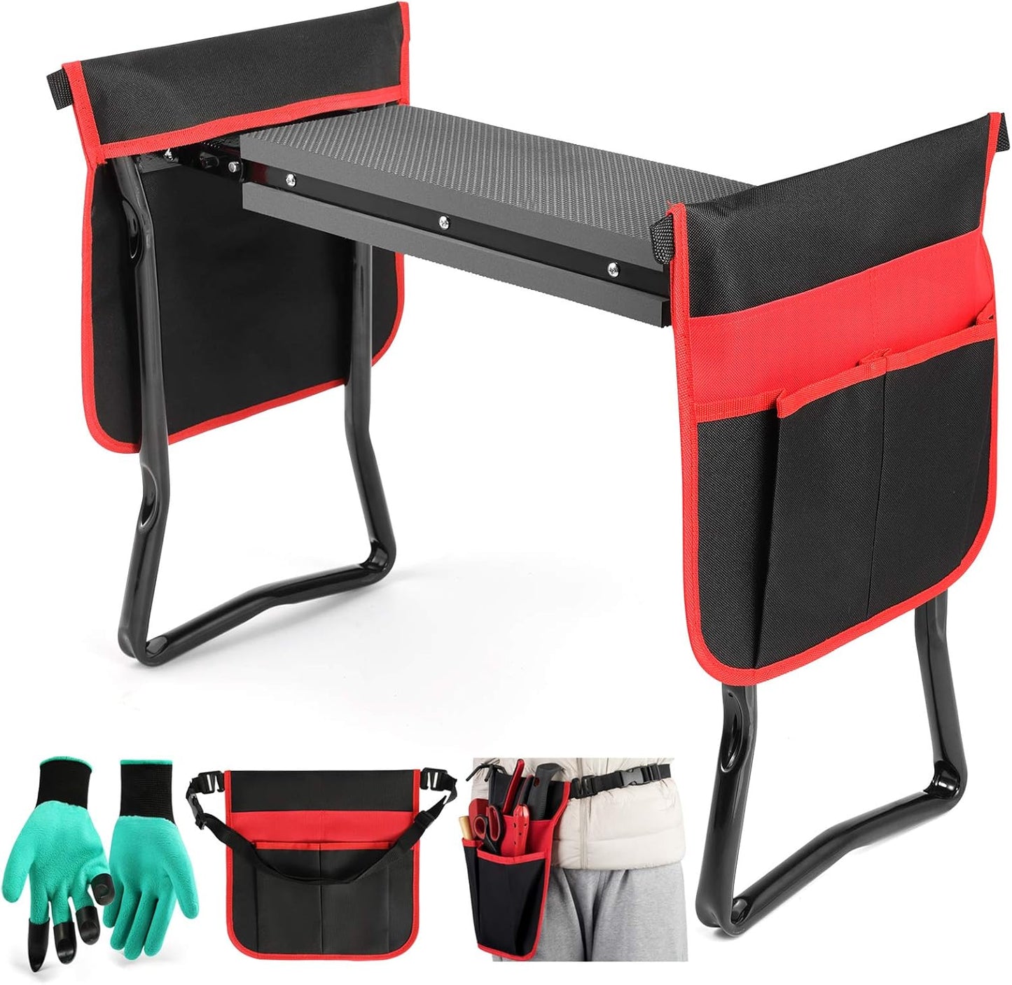 Garden Kneeler and Seat - Heavy-Duty Folding Stool with EVA Foam Pad and Extra-Large Pouches, Ideal for Gardening Enthusiasts
